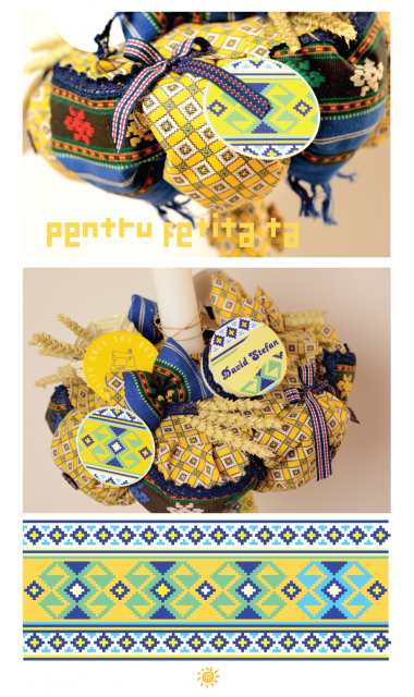 Lumanare de botez traditionala, unisex, 65x4cm, Traditii romanesti 1